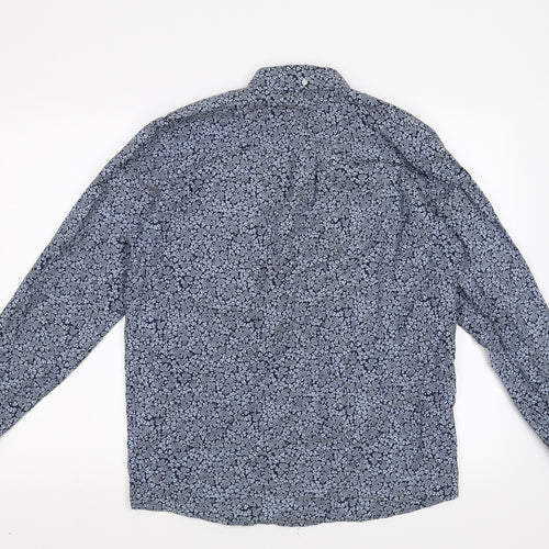 Rugged Outdoor Mens Blue Floral   Button-Up Size M