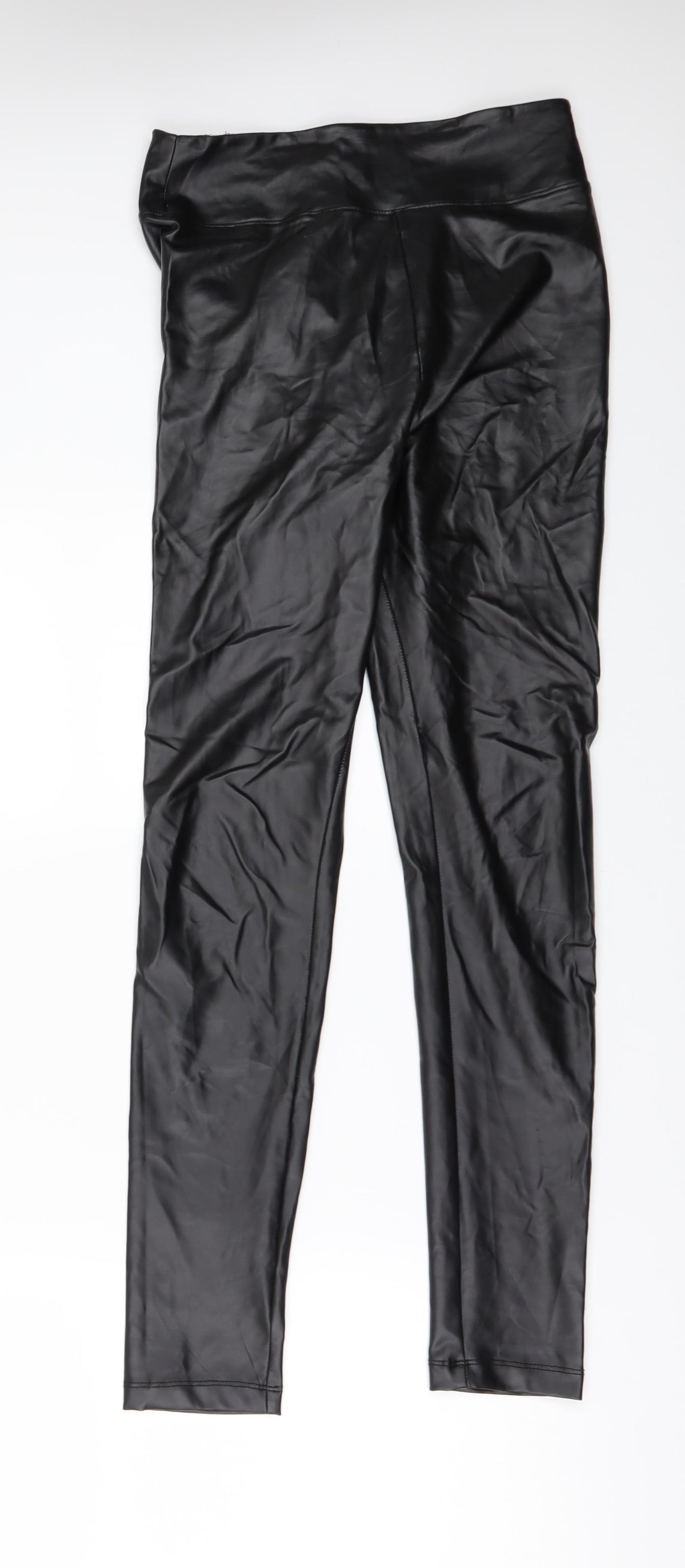Primark Womens Black   Carrot Leggings Size 8 L29 in - Leather Effect