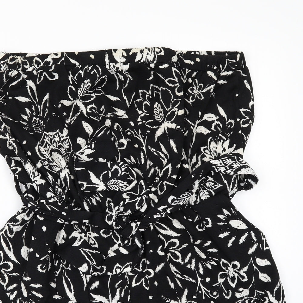 Nutmeg Womens Black Floral  Playsuit One-Piece Size 12
