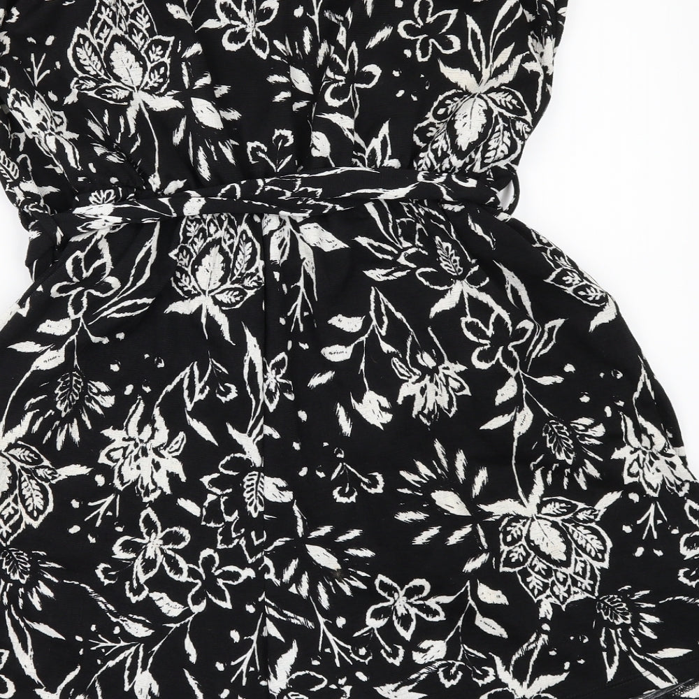Nutmeg Womens Black Floral  Playsuit One-Piece Size 12