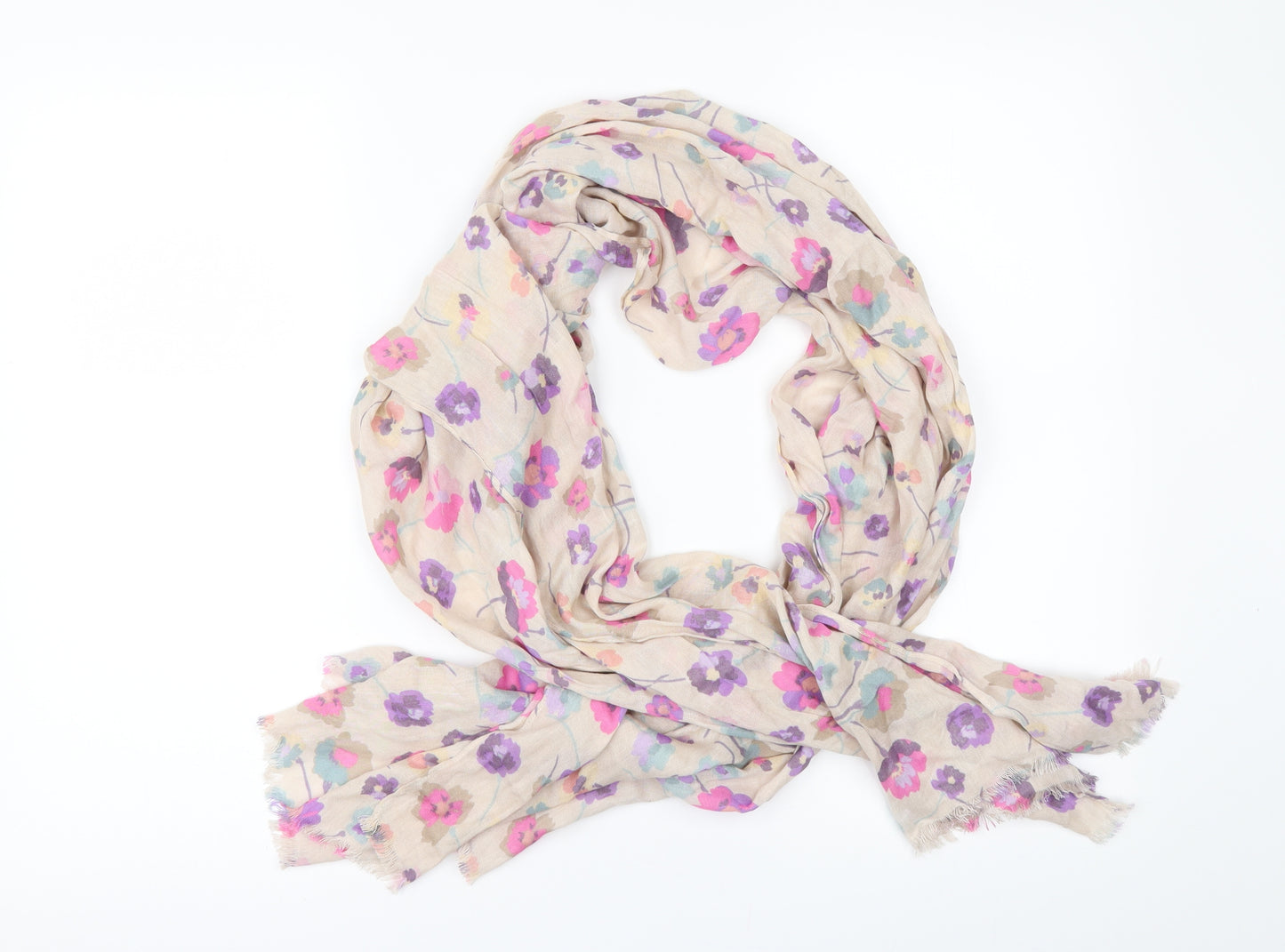 Preworn Womens Beige Floral   Scarf
