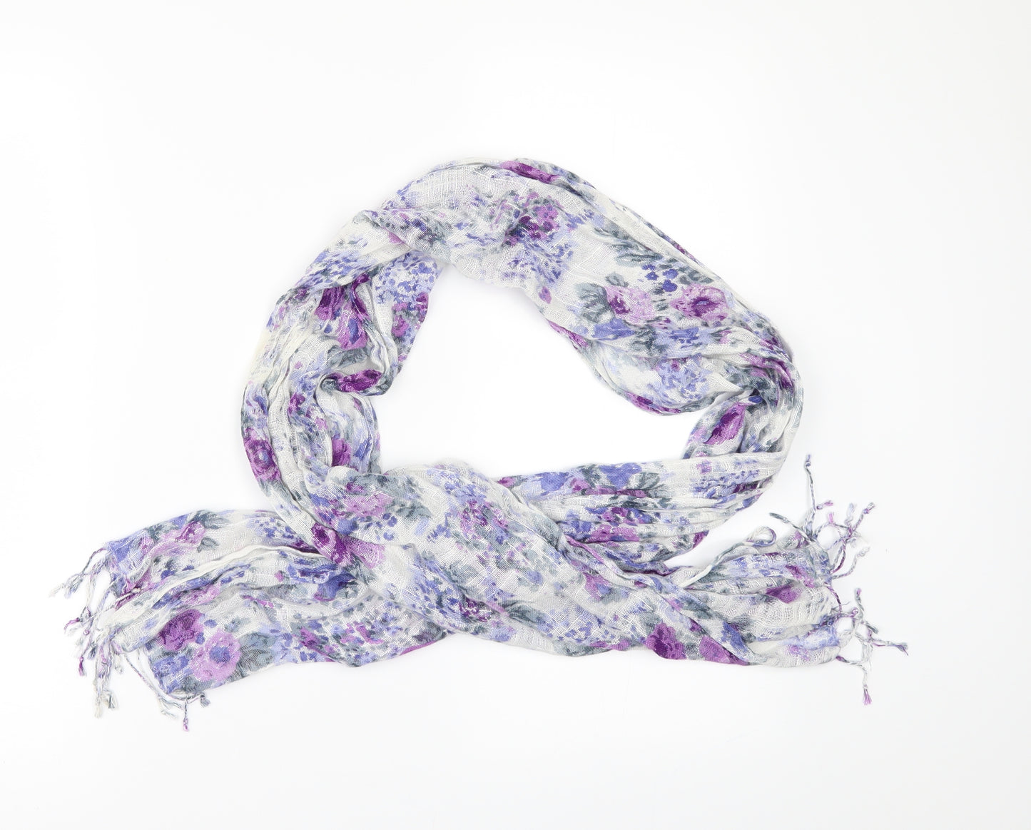 Preworn Womens White Floral   Scarf