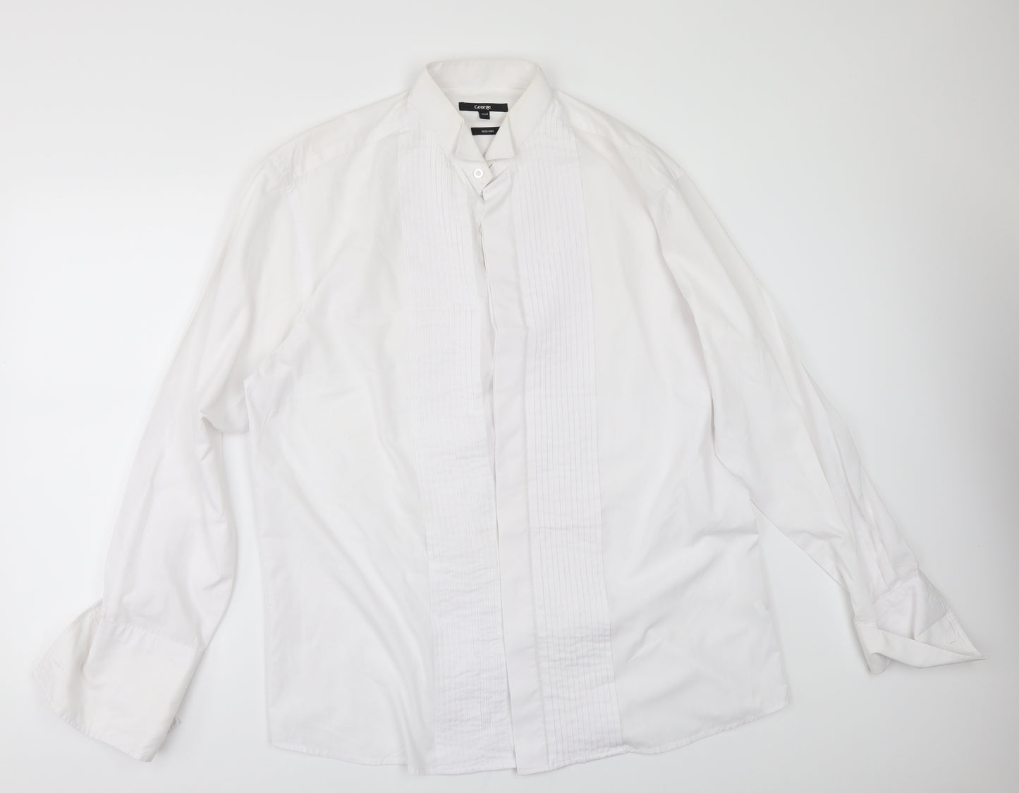 George Mens White    Dress Shirt Size 16  - PLEATED FRONT