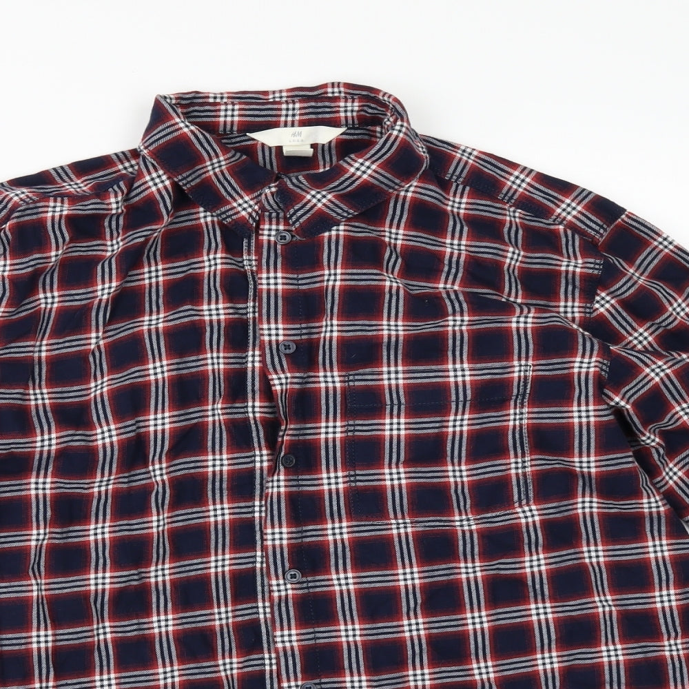 H&M Womens Blue Check  Basic Button-Up Size 8