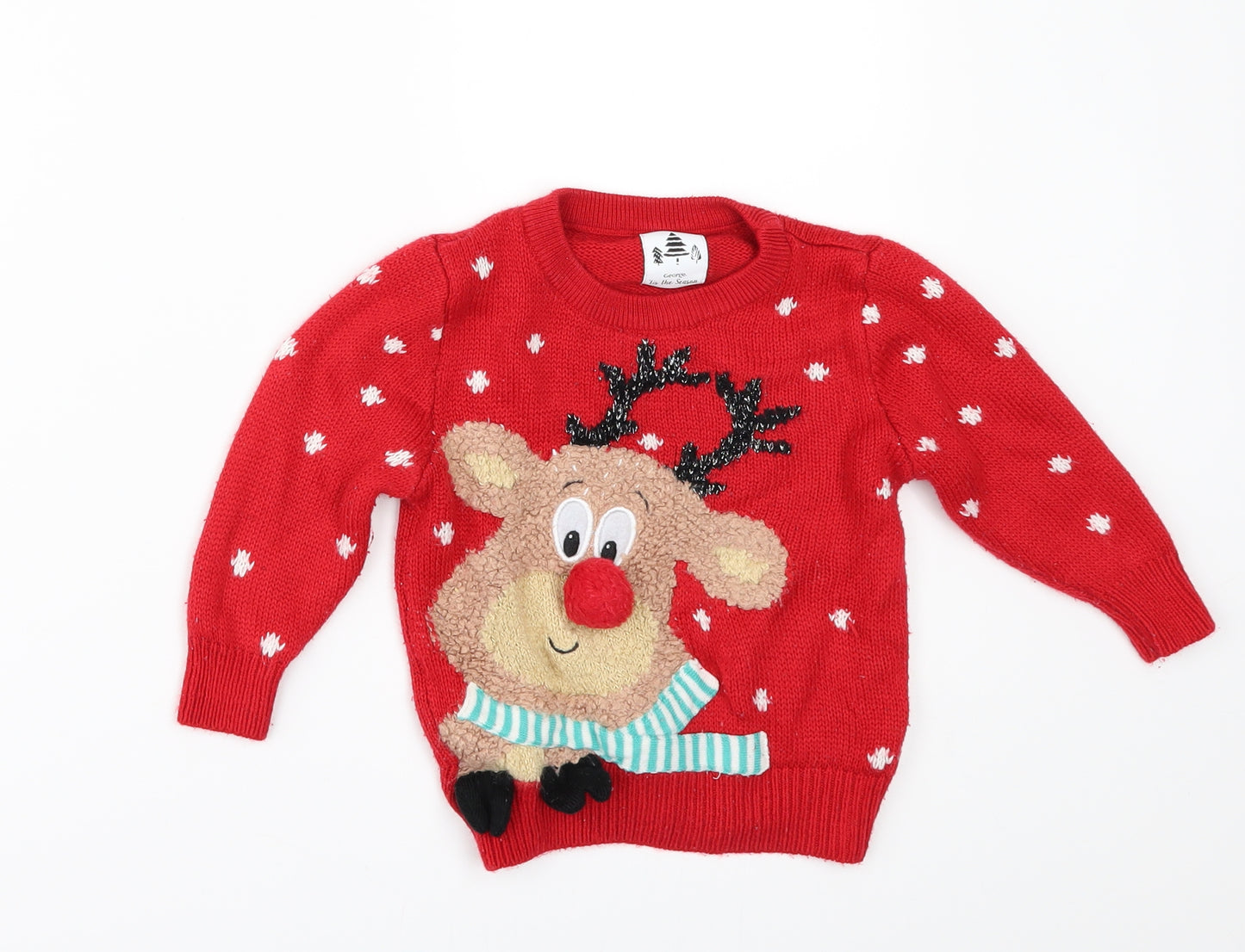 George Baby Red   Pullover Jumper Size 12-18 Months  - christams