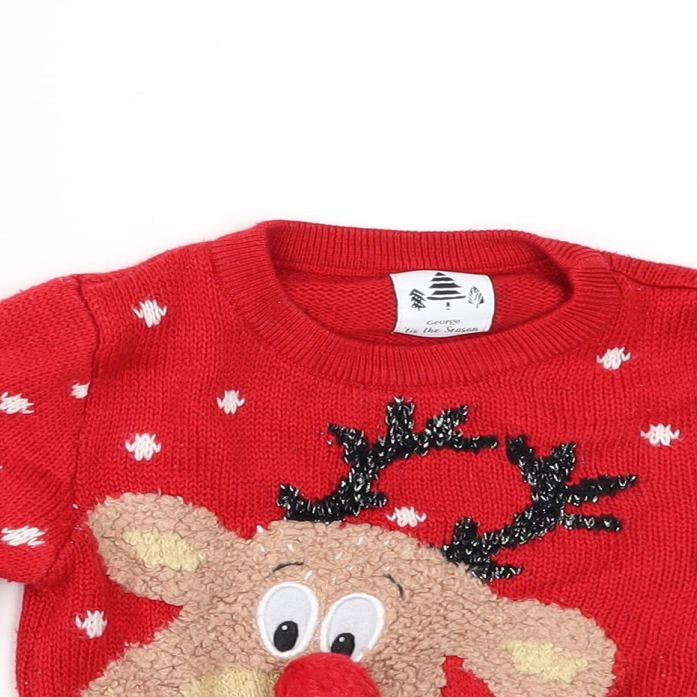 George Baby Red   Pullover Jumper Size 12-18 Months  - christams