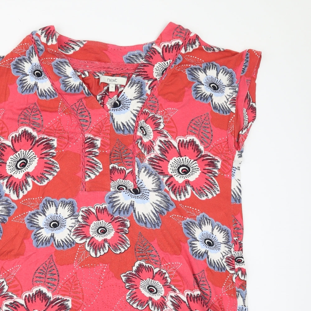 NEXT Womens Red Floral  Tunic T-Shirt Size 14