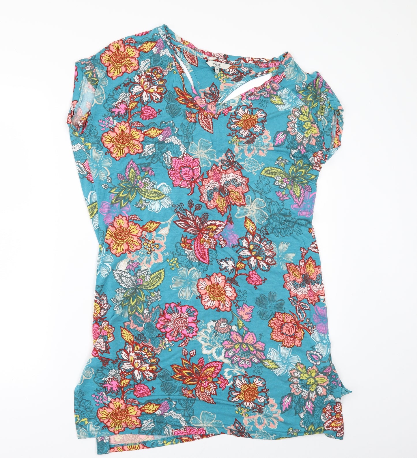 NEXT Womens Blue Floral  Tunic T-Shirt Size 14