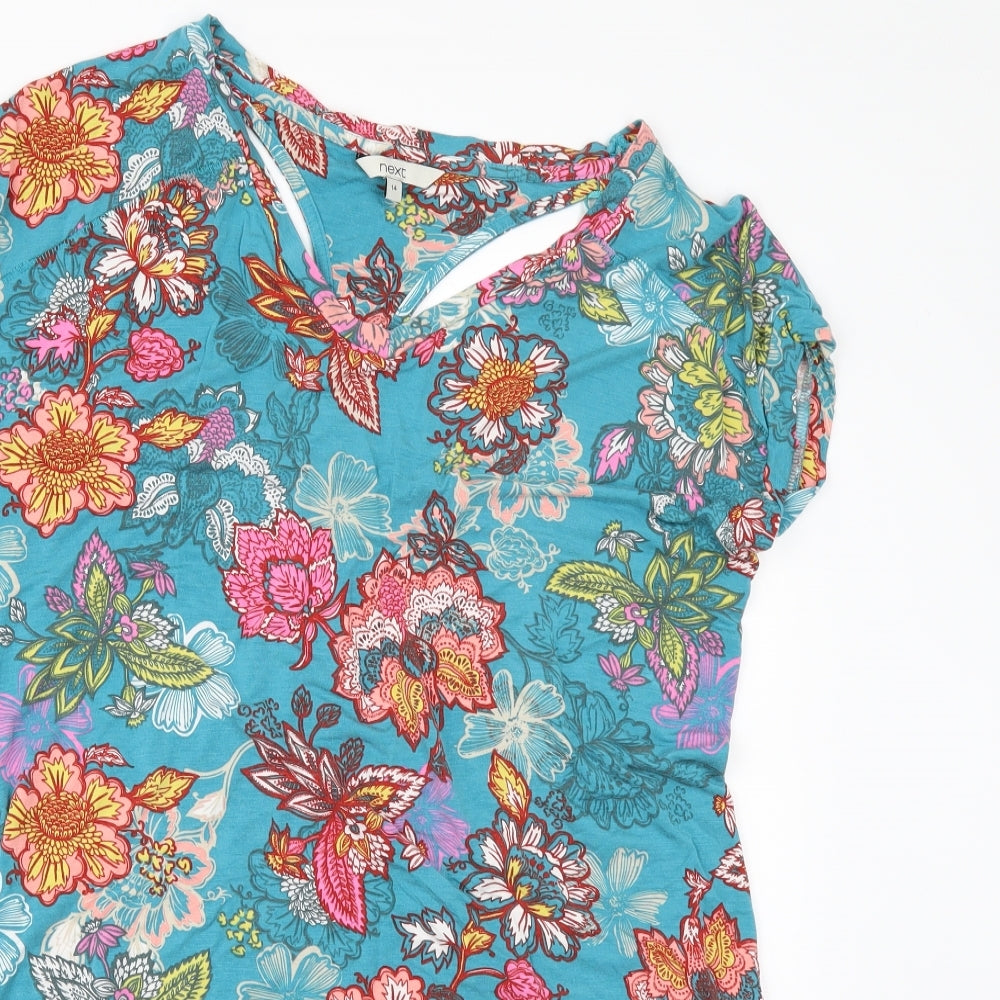 NEXT Womens Blue Floral  Tunic T-Shirt Size 14
