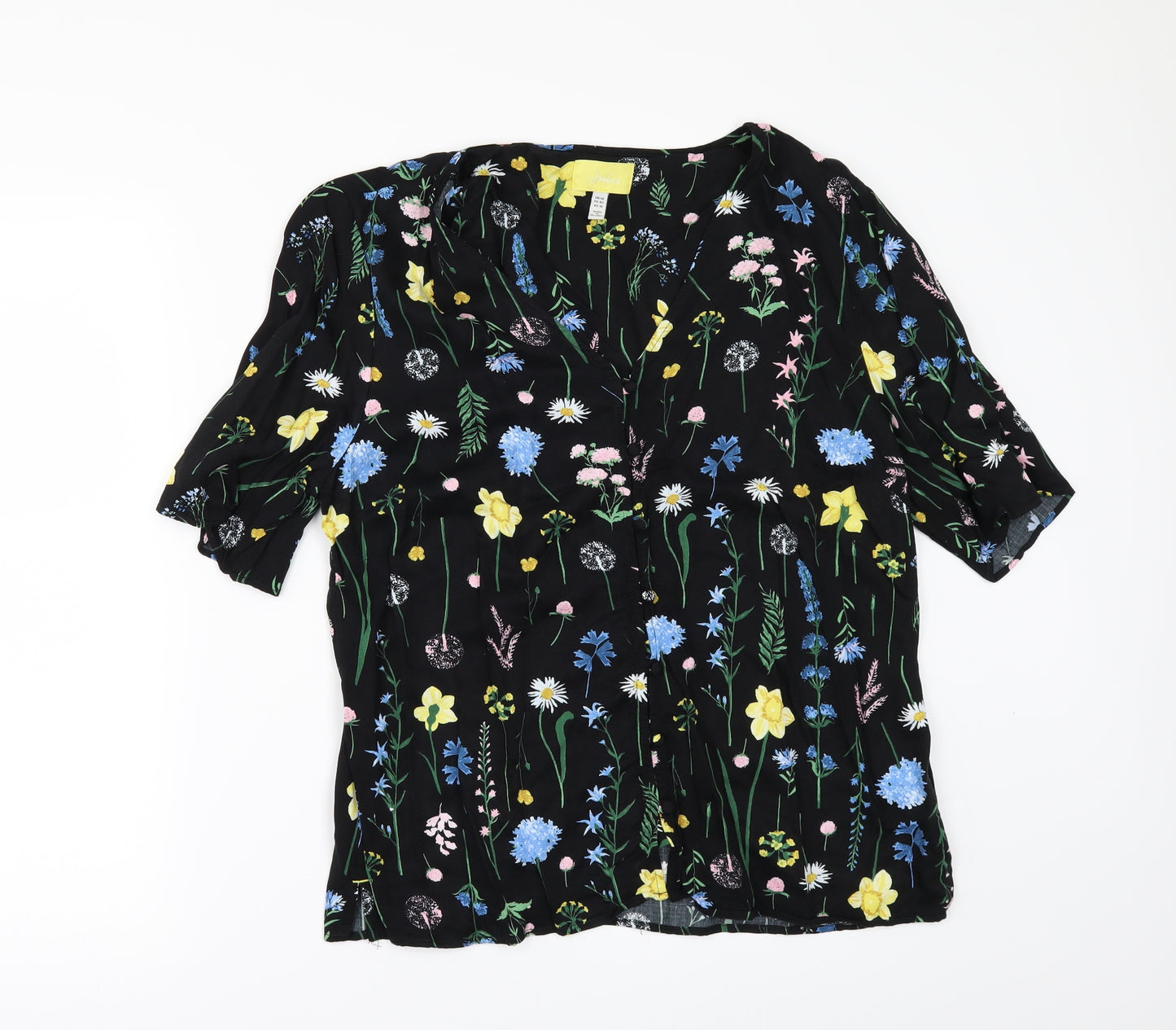 Joules Womens Black Floral  Tunic Button-Up Size 14