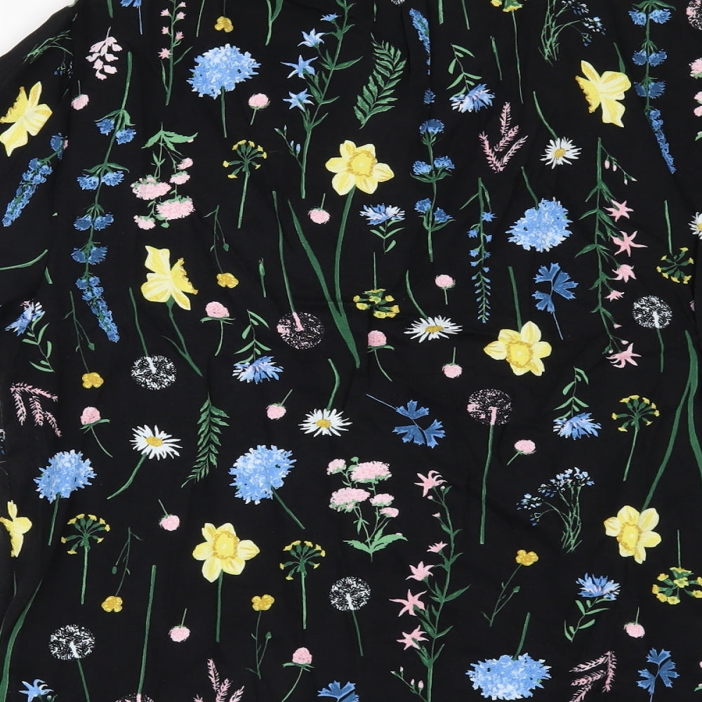 Joules Womens Black Floral  Tunic Button-Up Size 14