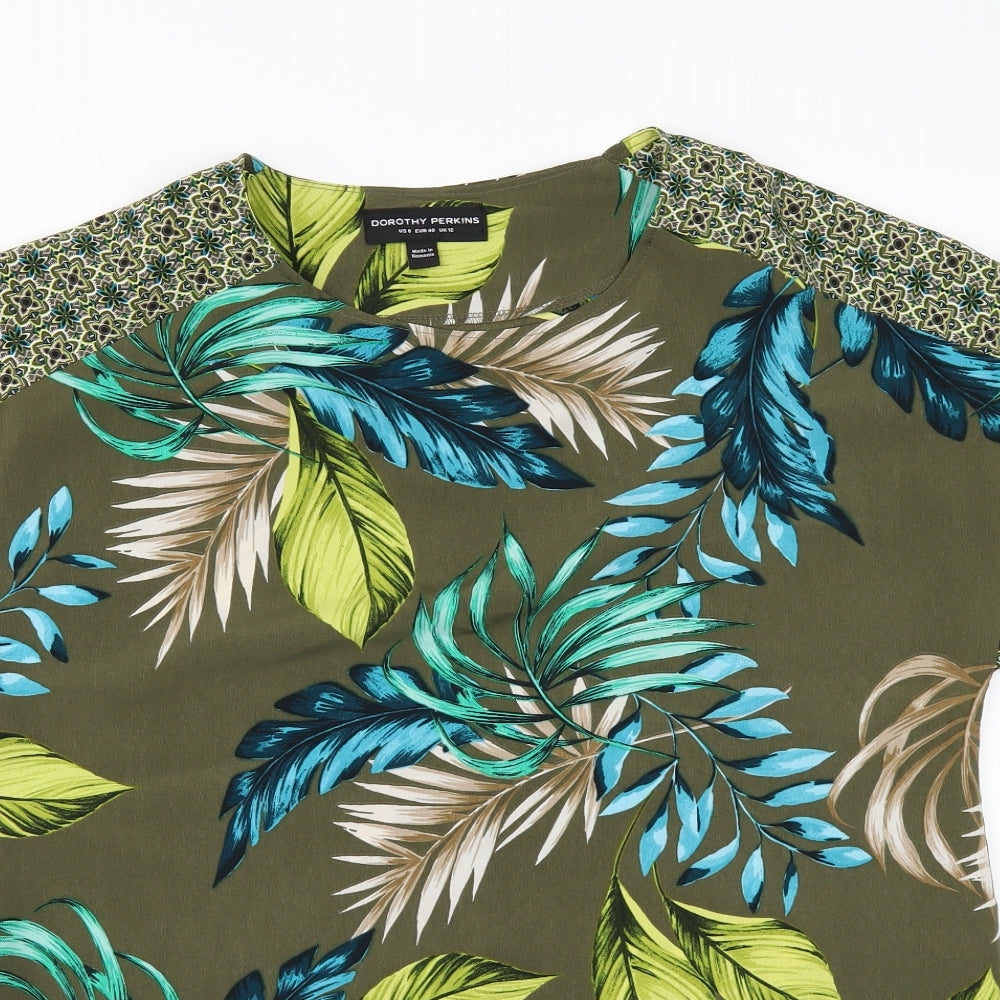 Dorothy Perkins Womens Green Floral  Tunic Blouse Size 12