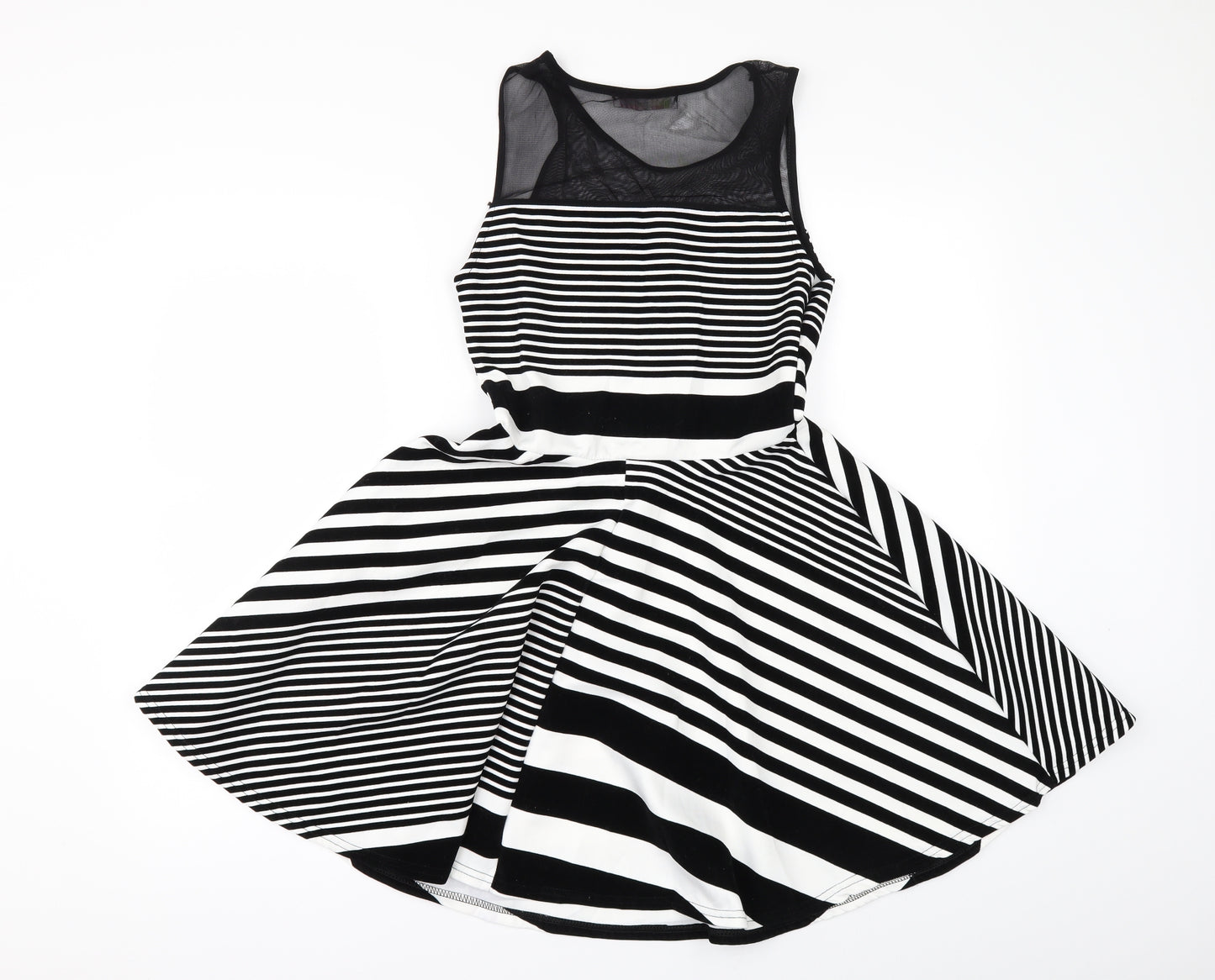 cameo rose Womens Black Striped  Skater Dress  Size 12