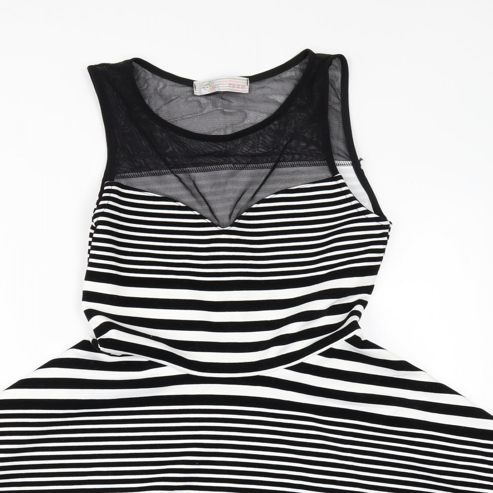cameo rose Womens Black Striped  Skater Dress  Size 12