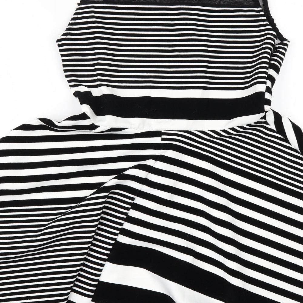 cameo rose Womens Black Striped  Skater Dress  Size 12