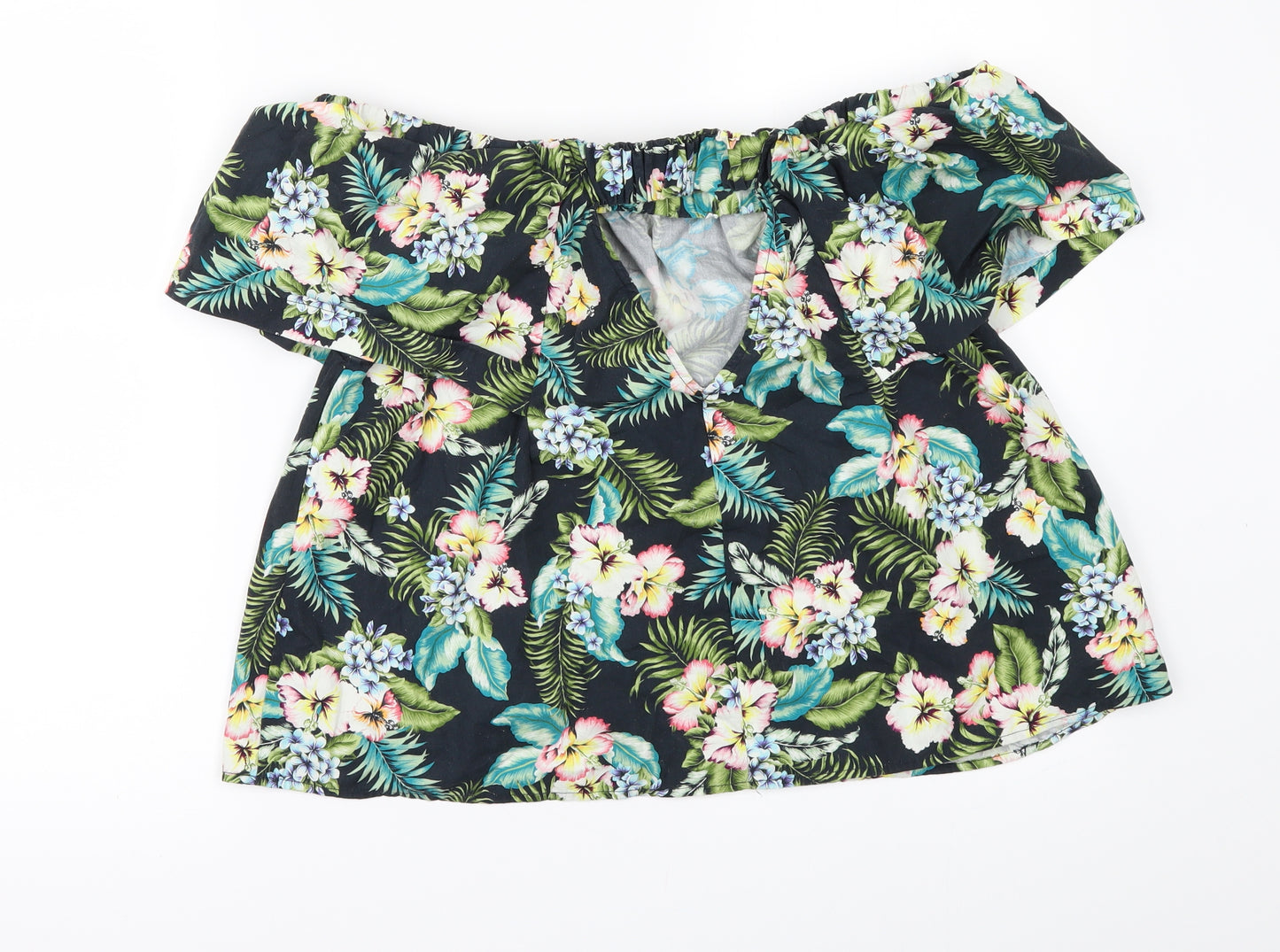 Topshop Womens Black Floral  Tunic Blouse Size 10