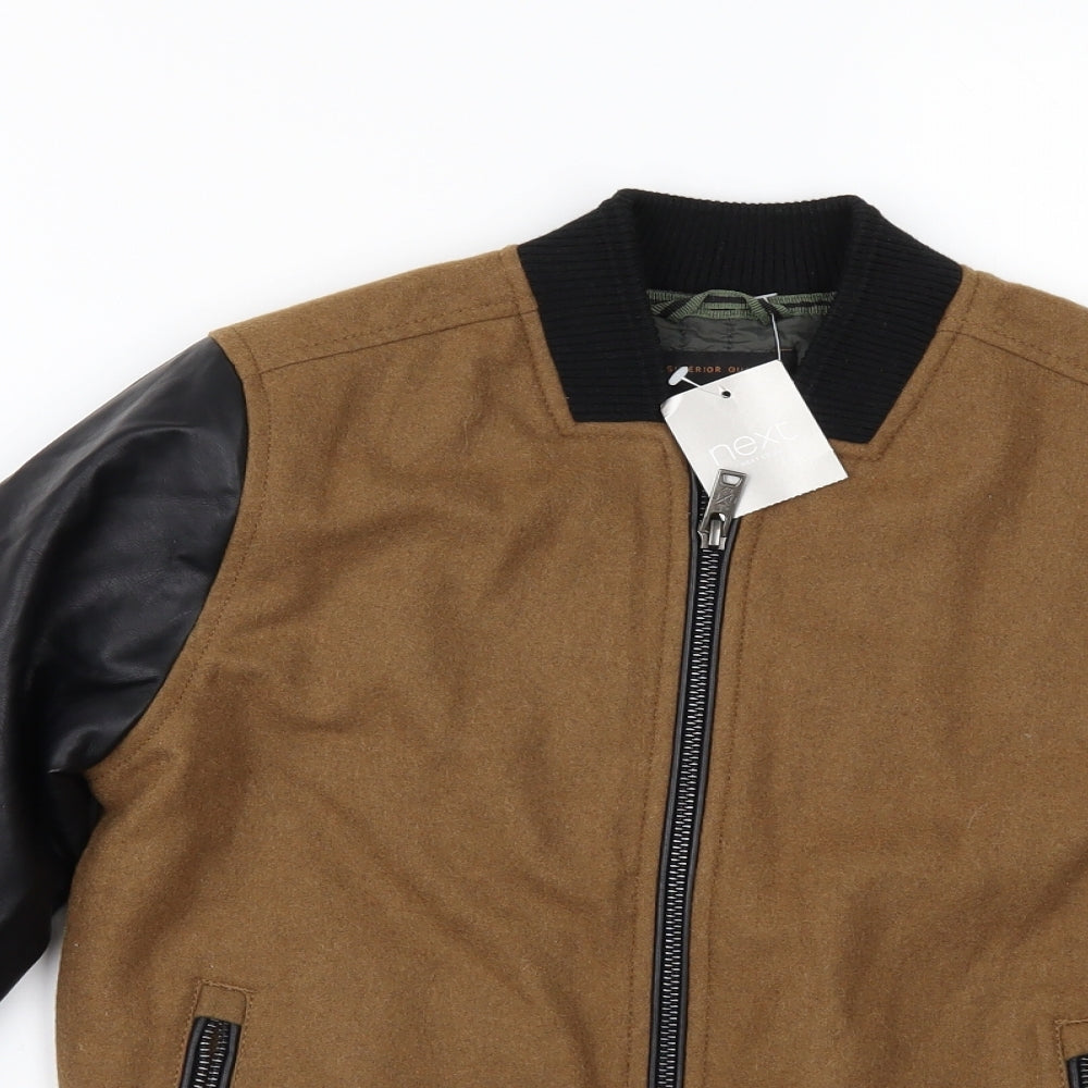 NEXT Boys Brown   Jacket  Size 8 Years  - Leather look sleeves