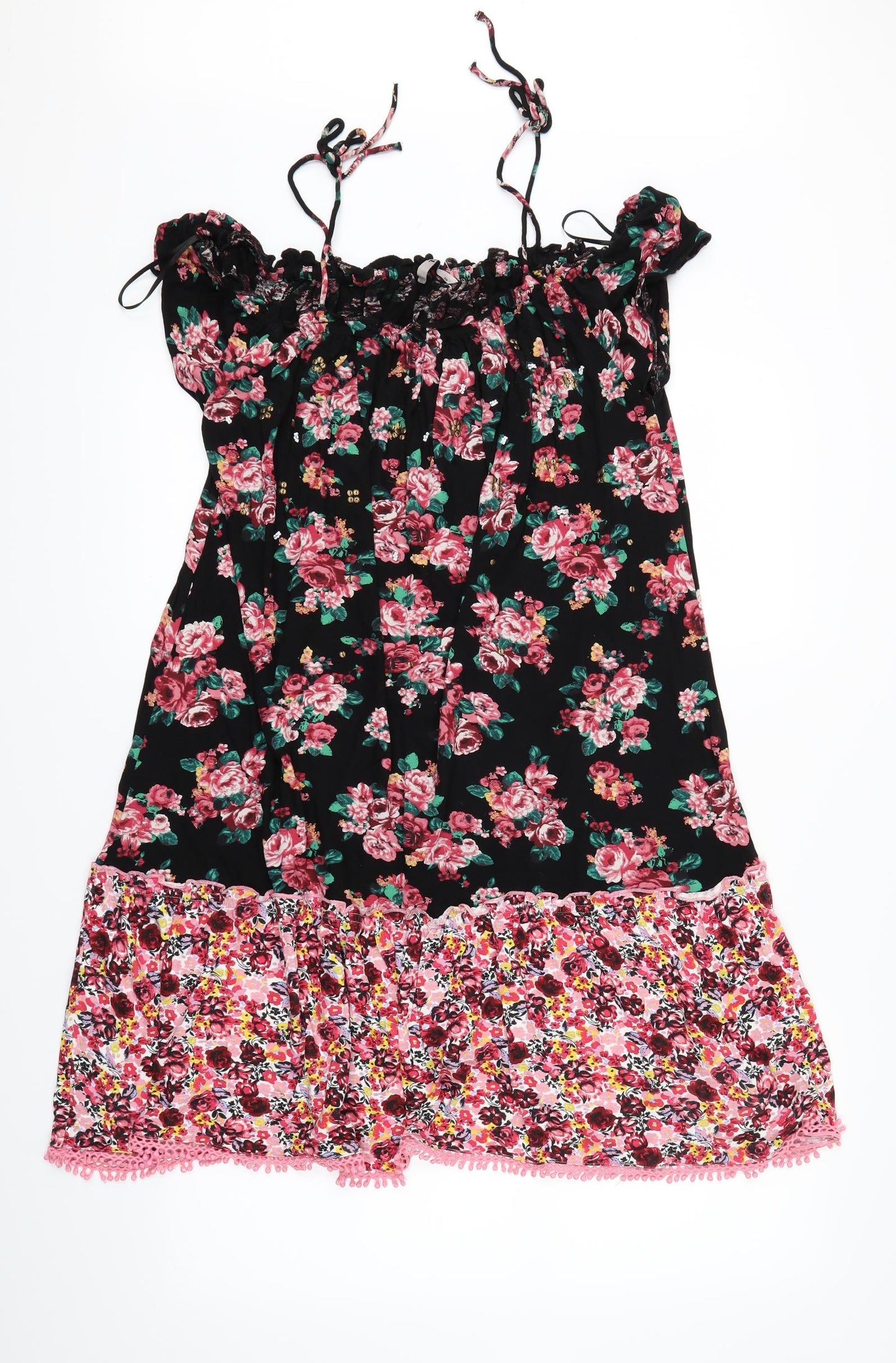 TU Womens Black Floral  Basic Blouse Size 20