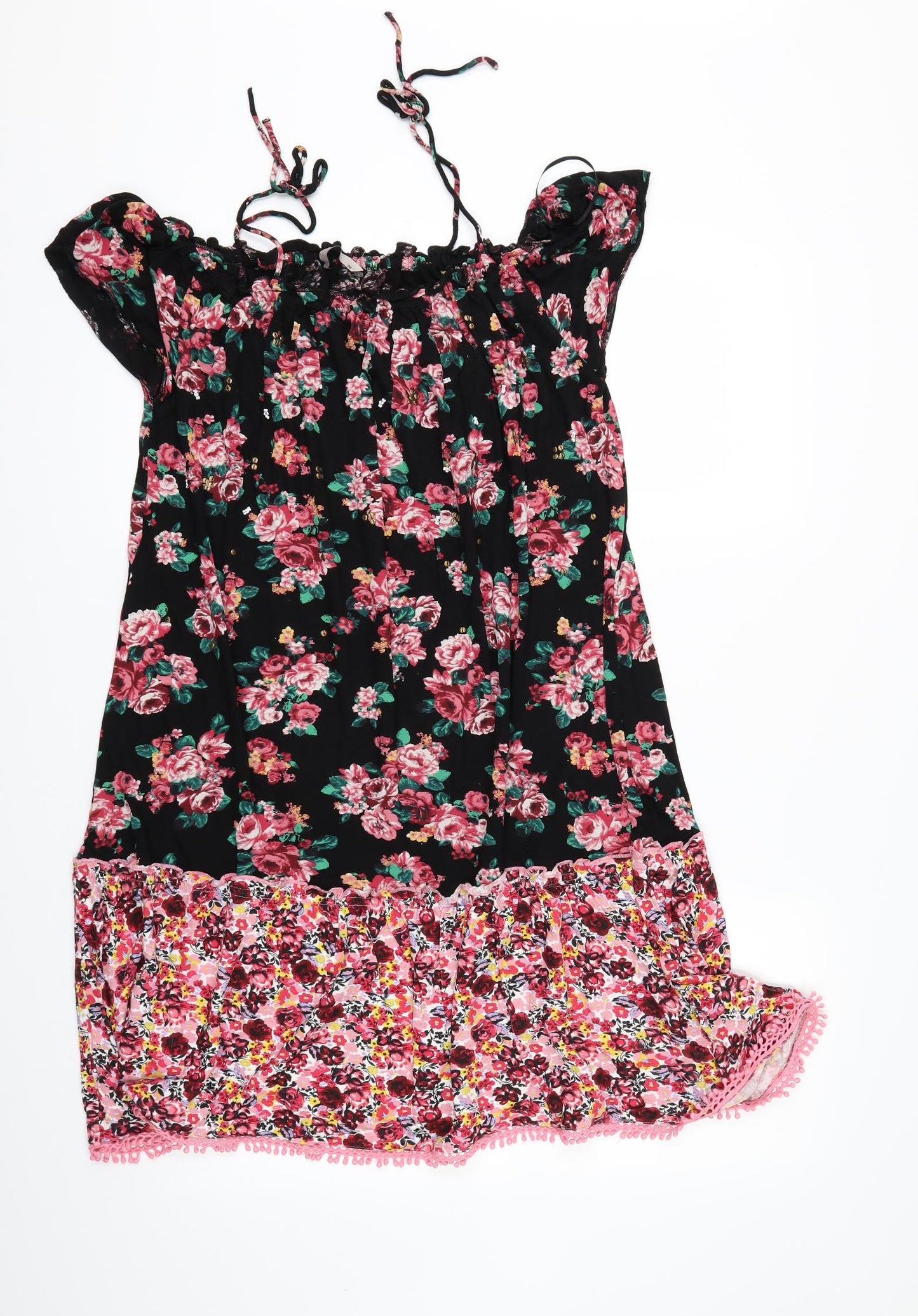 TU Womens Black Floral  Basic Blouse Size 20