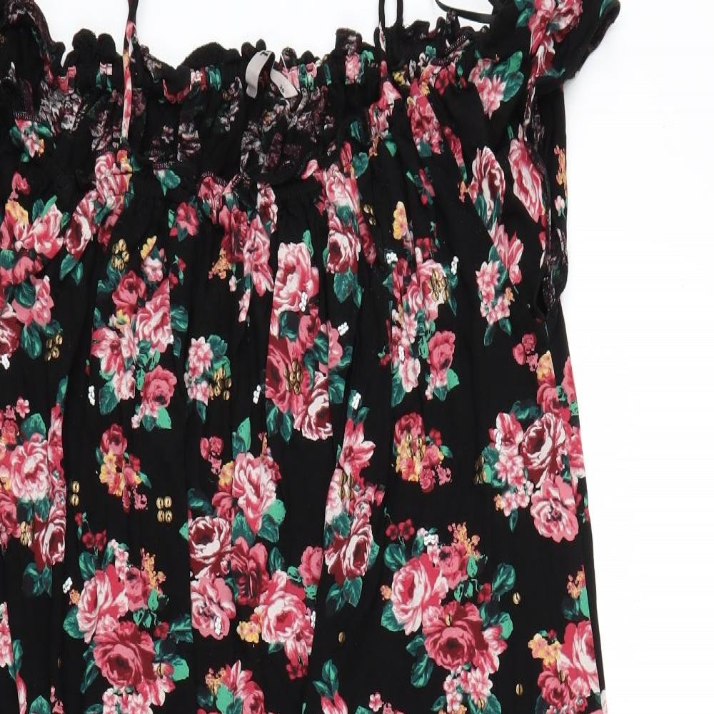 TU Womens Black Floral  Basic Blouse Size 20