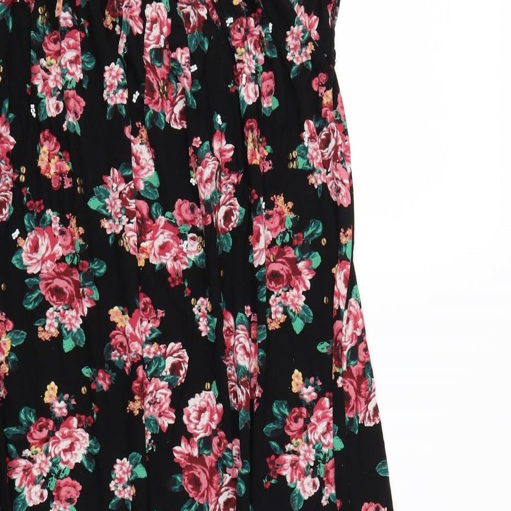 TU Womens Black Floral  Basic Blouse Size 20