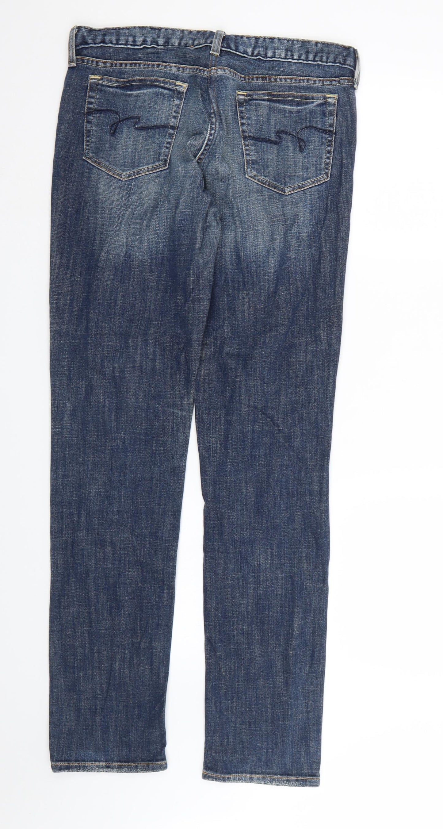 Preworn Womens Blue  Denim Straight Jeans Size 12 L32 in