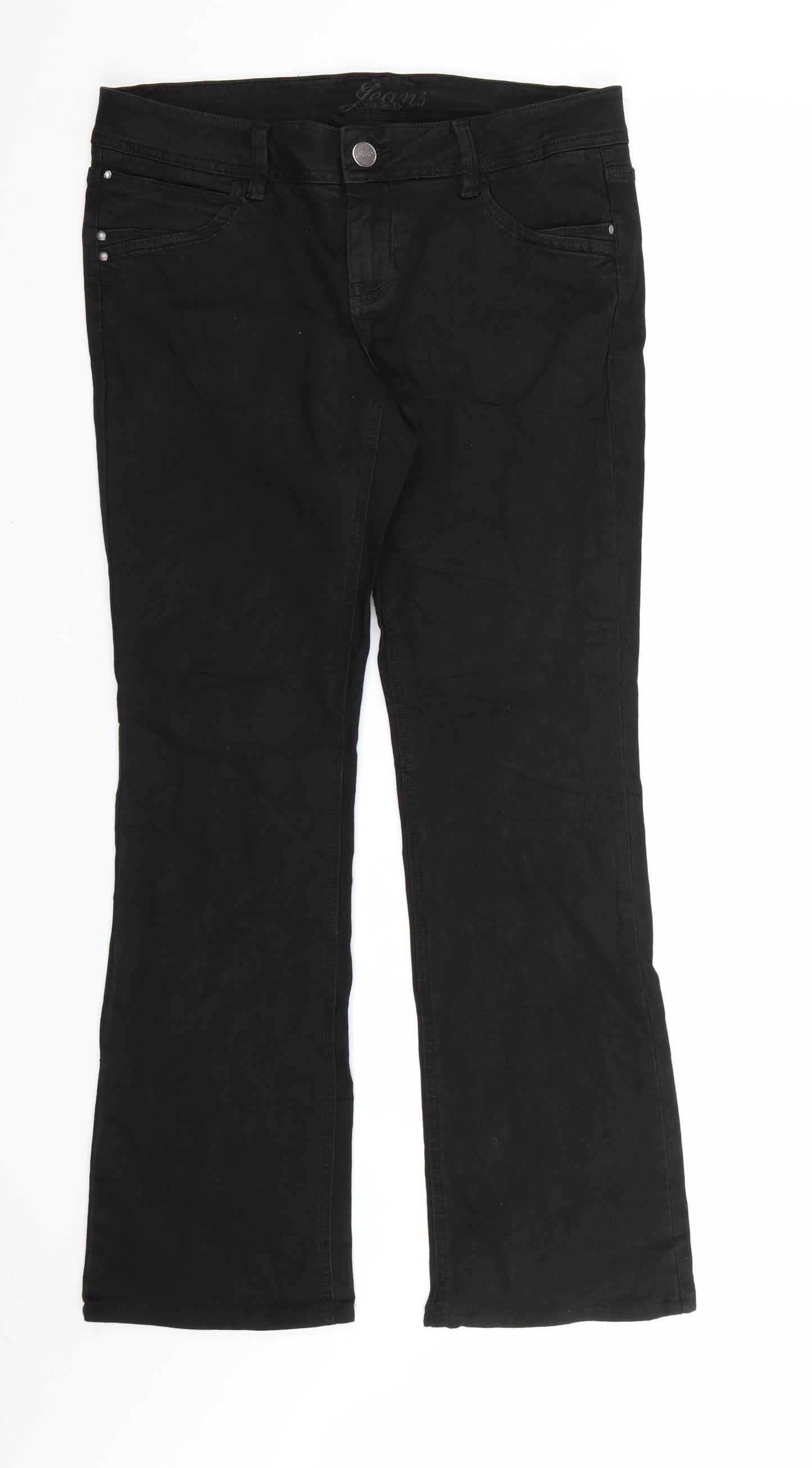 Preworn Womens Black  Denim Bootcut Jeans Size 10 L32 in