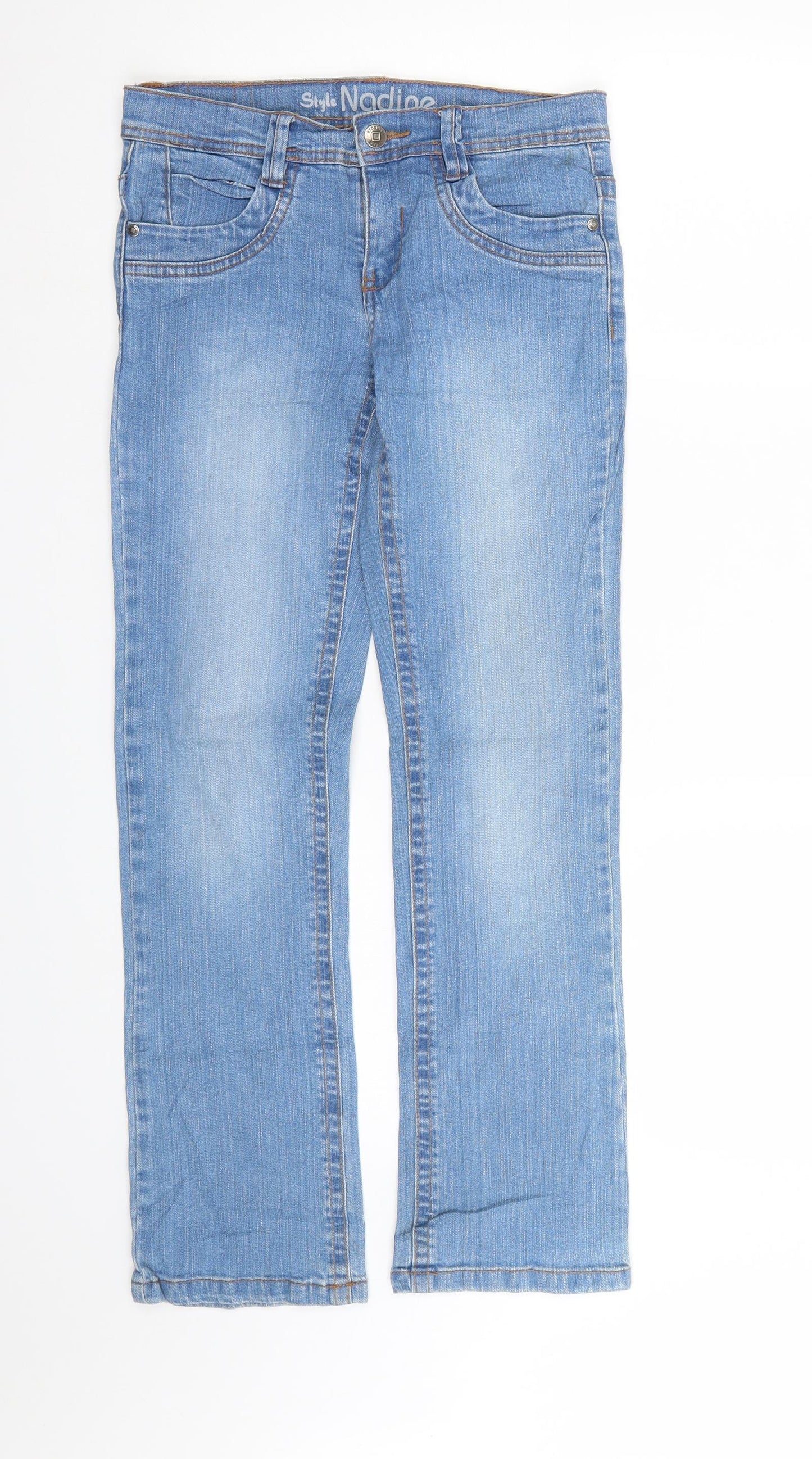 Preworn Girls Blue  Denim Straight Jeans Size 12 Years