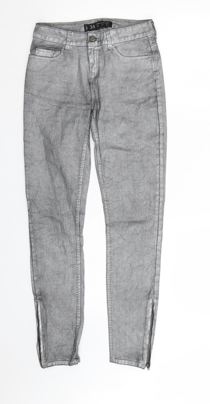 Zara Basic Womens Silver  Denim Skinny Jeans Size 6 L29 in