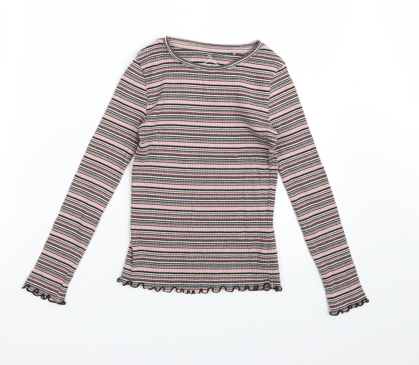 NEXT Girls Pink Striped  Basic T-Shirt Size 7 Years