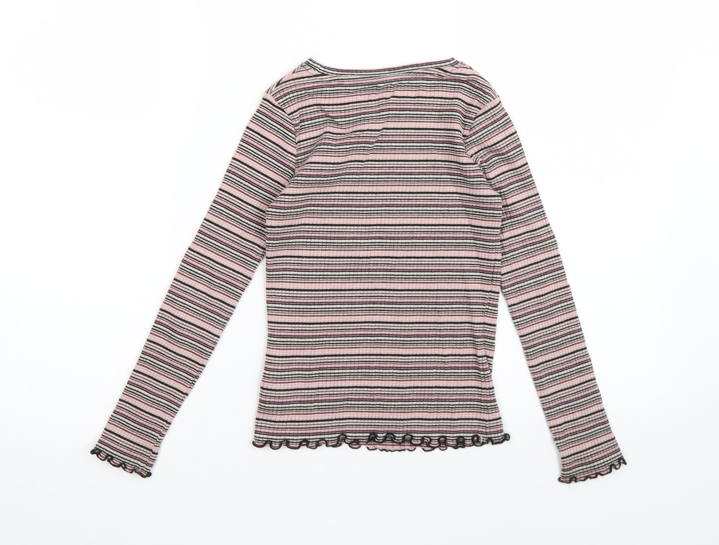 NEXT Girls Pink Striped  Basic T-Shirt Size 7 Years
