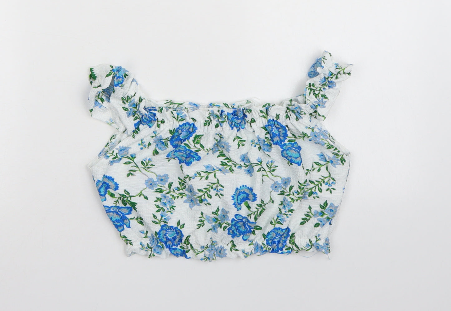Topshop Womens White Floral  Cropped Tank Size 8
