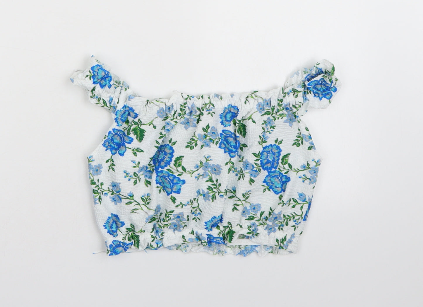 Topshop Womens White Floral  Cropped Tank Size 8