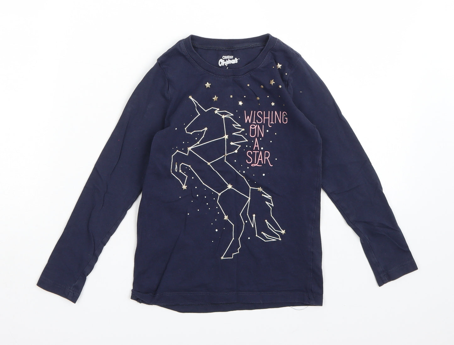Osh Kosh Girls Blue   Basic T-Shirt Size 6 Years  - Unicorn