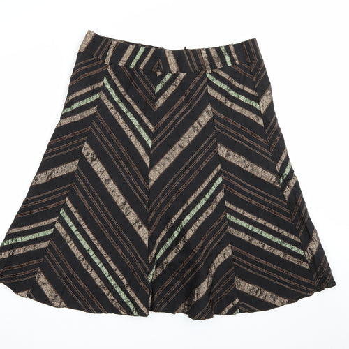 Preworn Womens Brown Striped  A-Line Skirt Size 38 in