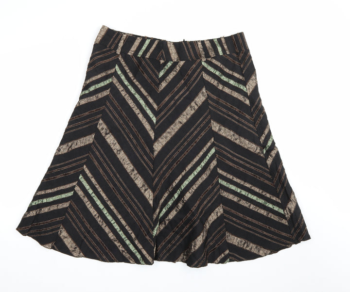 Preworn Womens Brown Striped A-Line Skirt Size 38 in