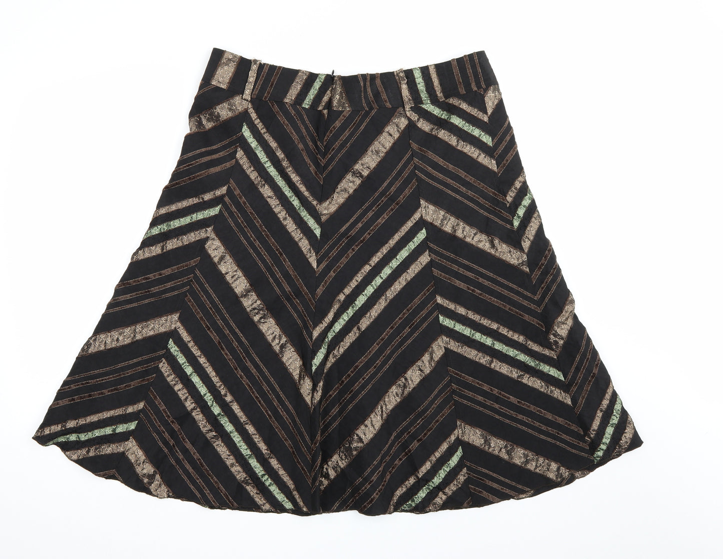 Preworn Womens Brown Striped  A-Line Skirt Size 38 in