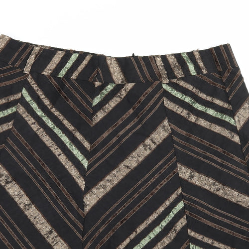 Preworn Womens Brown Striped  A-Line Skirt Size 38 in