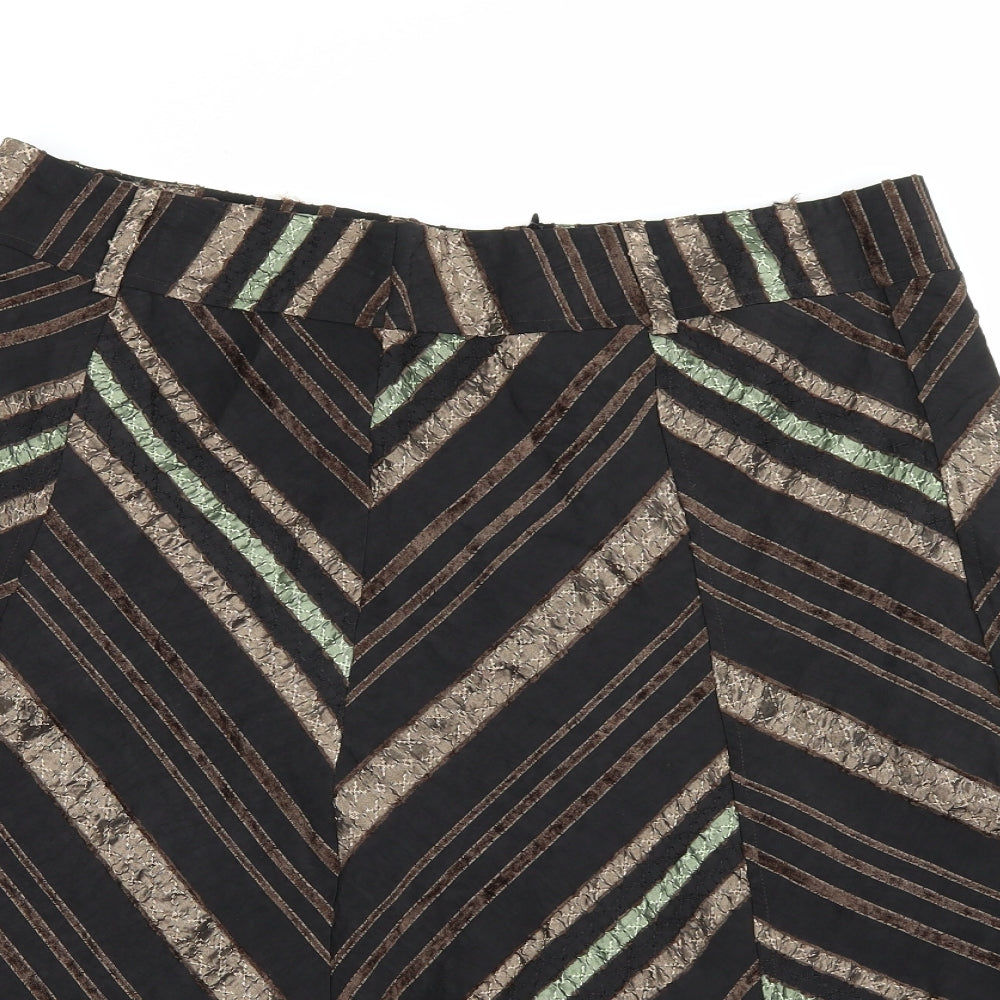 Preworn Womens Brown Striped  A-Line Skirt Size 38 in