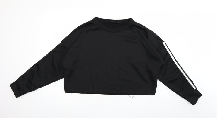 Boohoo Womens Black Jersey Pullover Sweatshirt Size 16