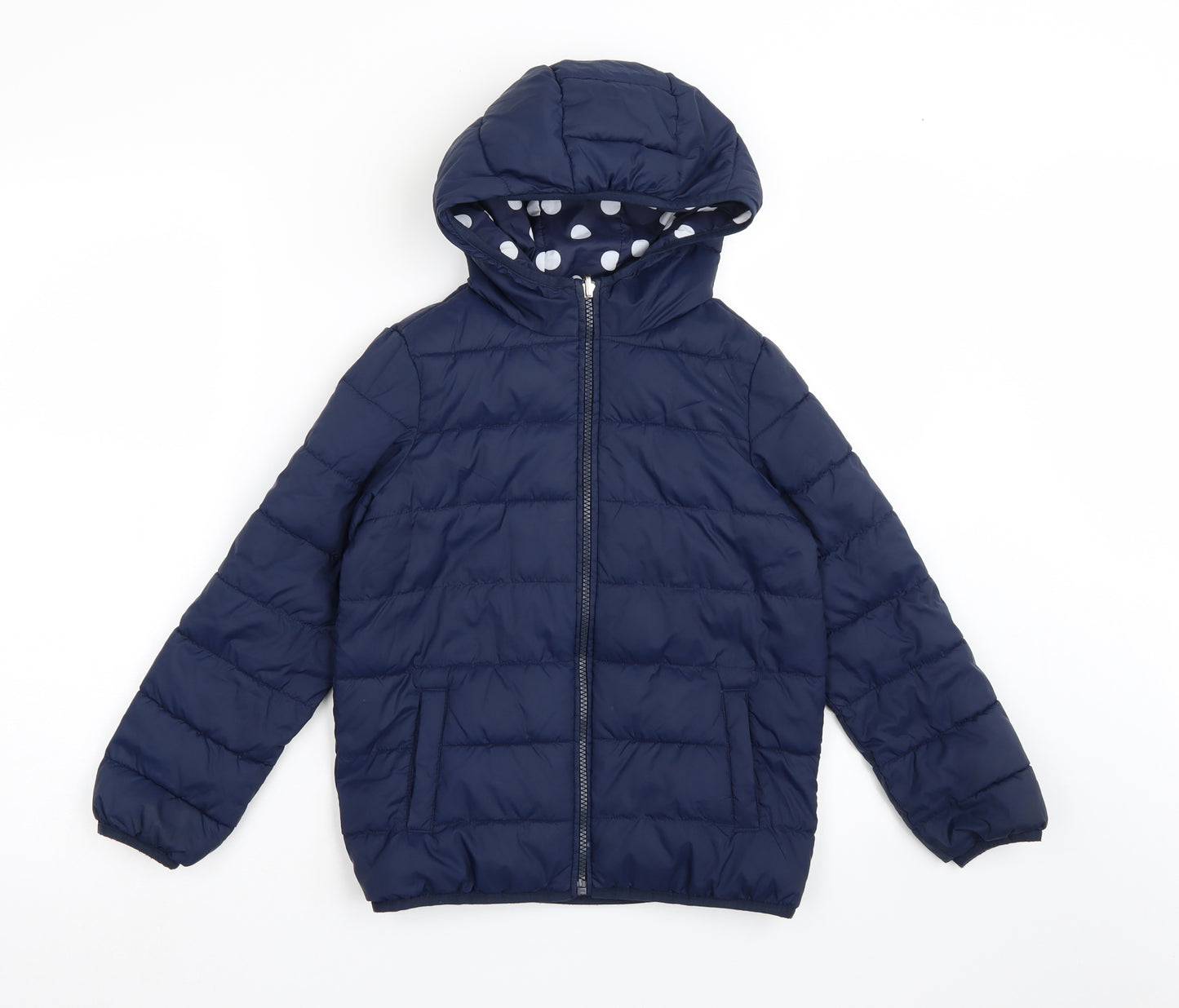 Preworn Girls Blue   Quilted Coat Size 7-8 Years