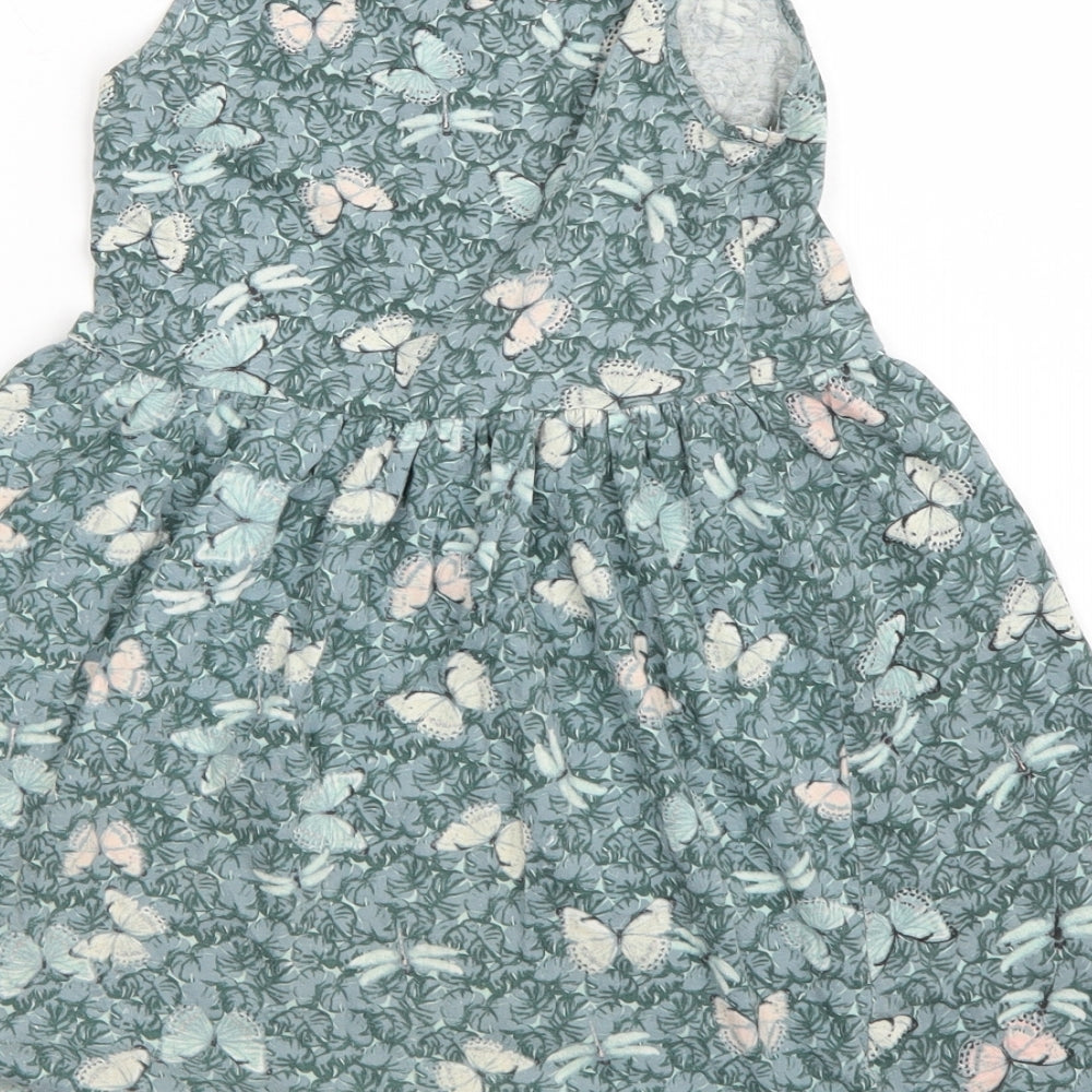 H&M Girls Green Floral  T-Shirt Dress  Size 7-8 Years
