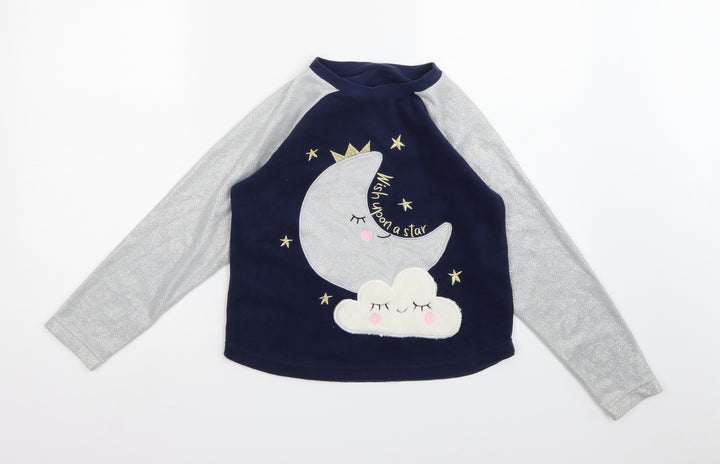 Matalan Girls Blue Fleece Top Pyjama Top Size 10 Years