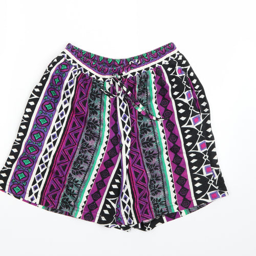 BHS Womens Purple Geometric  Hot Pants Shorts Size S