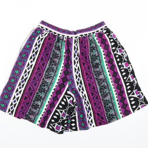 BHS Womens Purple Geometric  Hot Pants Shorts Size S