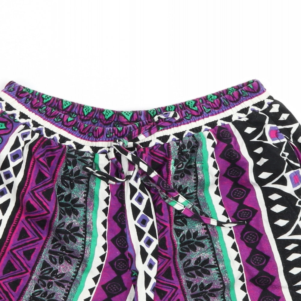 BHS Womens Purple Geometric  Hot Pants Shorts Size S