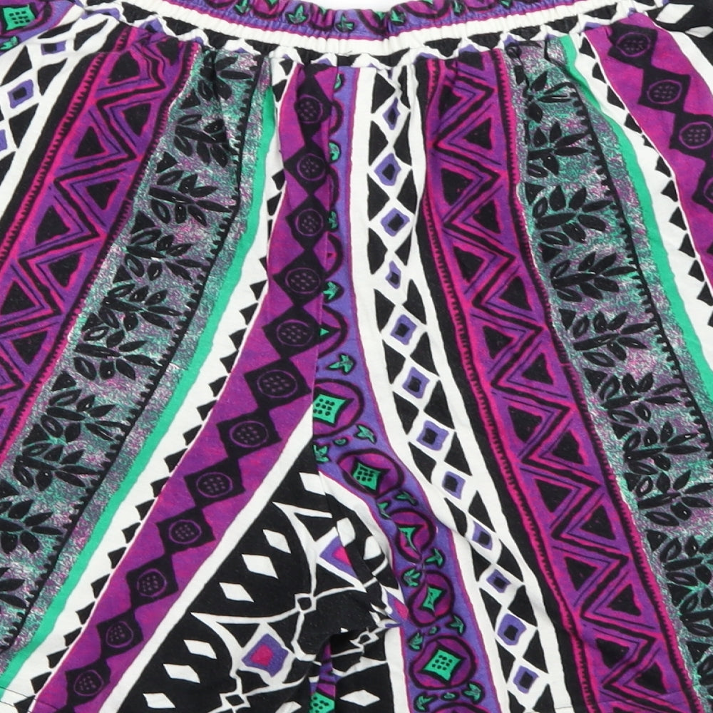 BHS Womens Purple Geometric  Hot Pants Shorts Size S