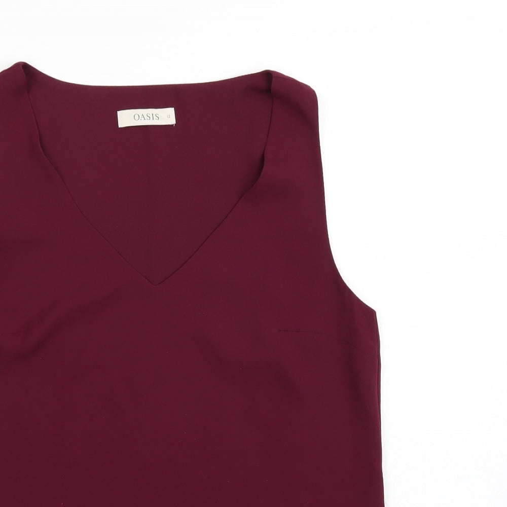Oasis Womens Purple  Chiffon Basic Tank Size 12