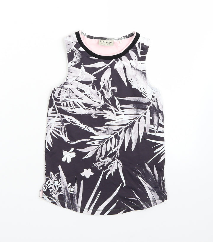 NEXT Girls Grey Floral Basic Tank Size 7 Years