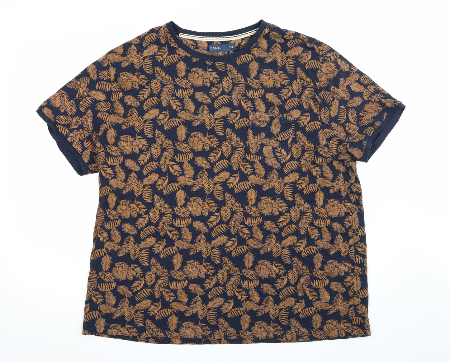 Easy Womens Blue Floral  Basic T-Shirt Size 3XL